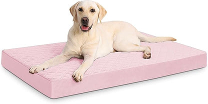 NUPIDA Orthopedic XL Dog Beds Large Sized Dog Waterproof Pet Kennel Pad with Removable Washable Cover and Non-Slip Bottom, 41x27 Inch, Pink