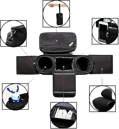 Universal Stroller Organizer with Insulated Cup Holder Detachable Phone Bag and Carry Strap Fits Uppababy, Baby Jogger, Britax, BOB, Umbrella and Pet Stroller and more (Black)