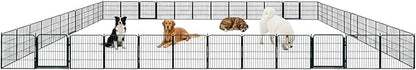Outdoor Dog Playpen - 32 inch, 48 Panels for Small and Medium Size Dogs - Heavy Duty Metal Pet Fence with Black Anti-Rust Coating - Portable Exercise Play Pen for RV, Camping, and Yard