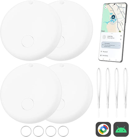 Air Smart Tags-4 Pack for Android, Google Android Tag Tracker Work with Google Find My Device (Find Hub), Key Finder/Luggage Tracker/Item Locator, 4 Pack White