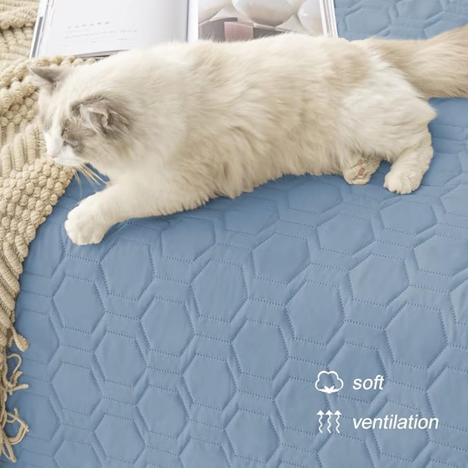 Tcksstex Waterproof and Anti-Slip Dog Bed Cover and Pet Blanket Sofa Pet Bed Mat ，car Incontinence Mattress Protectors Furniture Couch Cover for Most Cats Dogs, Pets（68x82- Stoneblue）
