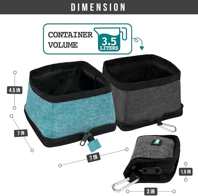 PetAmi Collapsible Dog Bowls 2 Pack, Food and Water Bowls Travel Set, Portable Pet Dish No Spill, Foldable Lightweight BPA Free Leakproof Bowls, Camping Hiking Walking Outdoor Gear Accessories, Blue