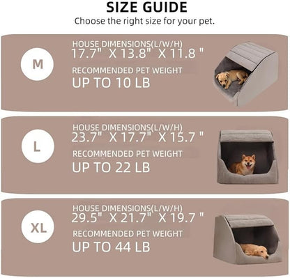 Extra Large Dog Bed House, 30D Memory Sponge, Cozy Dog House Indoor, Plush Dog Cave Bed Crate Cushion with Non-Slip Bottom for Medium Large Dogs (Grey, M)