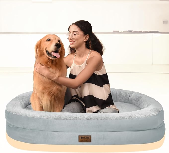 Orthopedic Dog Bed for Medium Dogs, Waterproof Dog Bed with Removable Bolsters, Egg Crate Foam Pet Couch for Medium Size Dog with Machine Washable Cover & Non-Slip Bottom, Silver