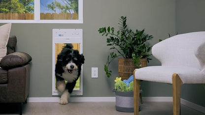 Power Pet Roll Up - Dependable Smart Dog Door, Automatic Pet Collar Operation with or Without App-High Security, Safe, Air Tight and Weatherproof, Space Saving Modern Design (Wall Mount, Medium)