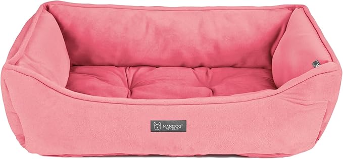 NANDOG Reversible Dog Bed from The Signature Collection– Luxury Cloud-Soft Pet Bed for Medium to Large Dogs & Cats, Premium Pet Gear, Reversible Design, Plush Comfort, Modern Style - Pink