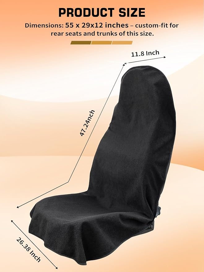 550g Heavy Duty Towel Car Seat Cover, Waterproof Sweat Protector for Post-Gym & Beach, Non-Slip Microfiber Bucket Seat Mat for Sedans SUV Minivans, Machine Washable (Black, 1-Pack)