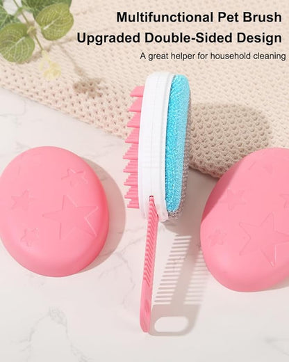 3-in-1 Pet Grooming & Hair Removal Set, Dog Cat Comb Kit, Electrostatic Fur Remover, Compact Elliptical Storage Case, Portable for Travel - Fits Long Haired Dogs, Indoor Cats, Poodles