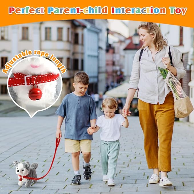 KSABVAIA Plush Husky Toy Puppy Electronic Interactive Dog - Walking, Barking, Tail Wagging, Stretching Companion Animal for Kids Toddlers