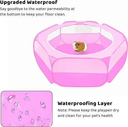 Amakunft Small Animal Playpen with Mesh Cover 47x23.6x15in – Portable Pop-Up Bunny Play Pen| Foldable and Breathable Indoor Outdoor Chick Brooder Box for Guinea Pig, Hamster, Rabbit, Kitten