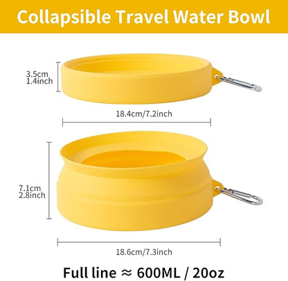 SLSON Spill Proof Dog Water Bowl for Cars,Collapsible No Splash Dog Travel Bowls Integrated Molding Portable Pet Bowl for Road Trip Truck,RV,SUV,Boat Accessories (Yellow)