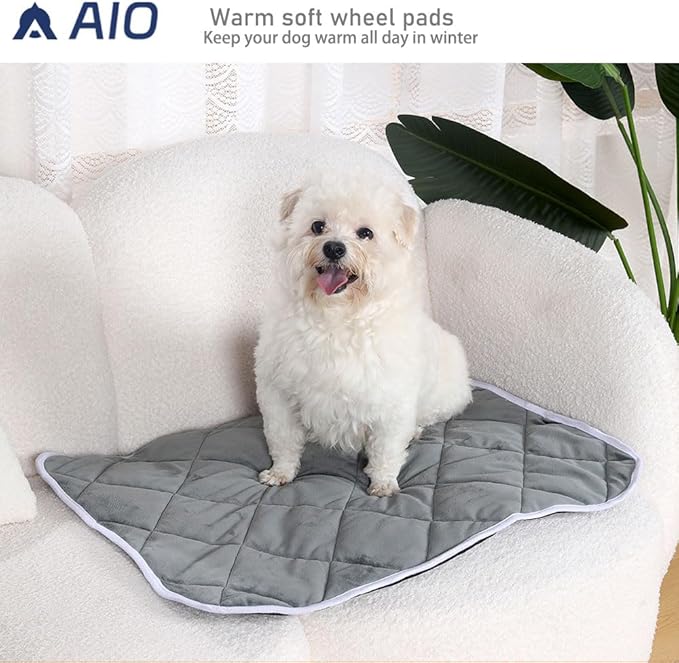 Washable Anti-Slip Kennel Mat for Medium Small Dogs and Cats Kennel pad Crate Pad in Winter Heated Cat Bed Self Warming Non-Electric Pet Warming Pad Gray 13.75 * 19.69inch