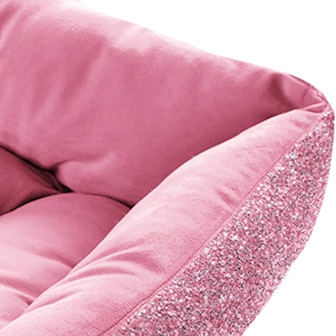 Sparkles Home Pet Bed, Sparkling Rhinestones, Soft, Comfortable Velvet, for Lounging Dogs, Cats, Pets, Pink, Small, Sold Individually
