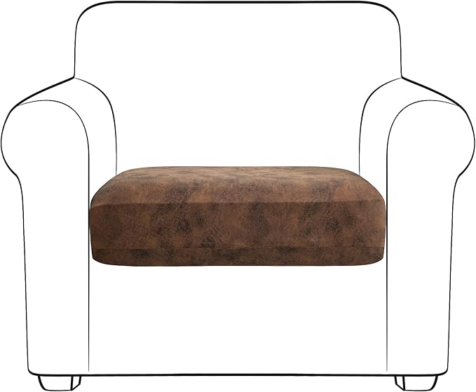 Yates Home PU Leather Couch Sofa Cushion Slipcover Elastic Chair RV Seat Covers Loveseat Sofa Furniture Protector Slip Cover for Seater Replacement in Living Room(Chair, Brown)