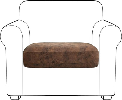 Yates Home PU Leather Couch Sofa Cushion Slipcover Elastic Chair RV Seat Covers Loveseat Sofa Furniture Protector Slip Cover for Seater Replacement in Living Room(Chair, Brown)