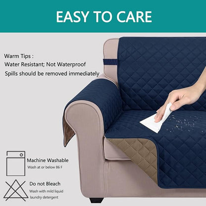 U-NICE HOME Futon Sofa Covers Reversible Sofa Slipcover Armless Cover Furniture Protector Couch Cover Water Resistant (Futon, Navy/Taupe)