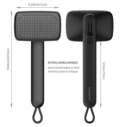 Self Cleaning Shedding Brush Grooming Tool for Long and Short Haired Dogs Cats Deshedding Hair Removal (Black)
