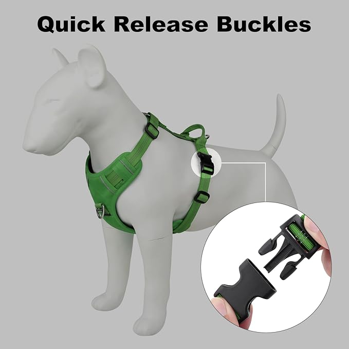 Plutus Pet No Pull Dog Harness, Reflective Adjustable Dog Vest Harness with Handle, Escape Proof, Soft Padded for Small Medium Large Dogs (Green, XS)