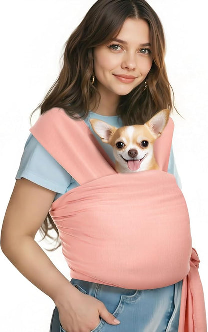 Pawaboo Pet Sling Carrier for Small Dogs and Cats, Hands Free Dog Carriers Sling, Anti-Anxious Soft Cotton Front Facing Cat Carrier Papoose, Puppy Kitten Pouch Reduce Back Neck Pain, Pink