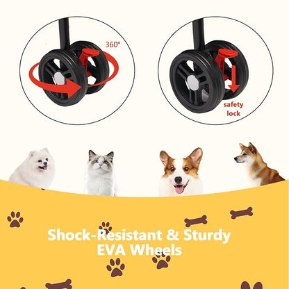 SUNNYFEEL Pet Stroller for Small Dogs and Cats, Iron Two-in-one Split, One-Click Foldable Dog Stroller, Holds up to 45 lbs, Storage Basket & Side Bag, Breathable Mesh, Black-pro