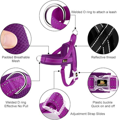 Plutus Pet No Pull Dog Harness with Breathable Mesh Padded, Adjustable Reflective Escape Proof Dog Harness, Quick Fit Dog Vest Harness for Small Medium Large Dogs(XL, Purple)