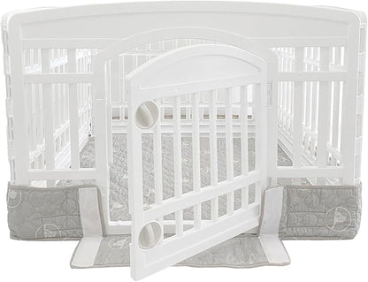 PJYuCien Dog Playpen Bottom Pad Fits for 36 Inch 4 Panels Exercise Pet Pen, Using as a Fence Stabilization and Puppy Pen Mat, Hoop and Loop Design, Grey (Playpen Not Included)