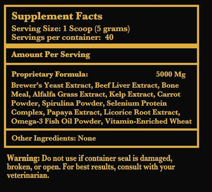 Holistic Multivitamin Supplement for Dogs and Cats - Complete 12-in-1 Plant-Based Vitamins & Minerals for Skin, Coat, Digestion, Bones, and Immunity - Omega-3 Fish Oil, Vitamin Mineral Complex - 200G