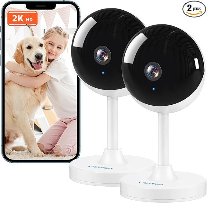 owltron Indoor Security Camera, 2K Cameras for Home Security with Motion Detection, Pet Cam & Baby Monitor with Night Vision, 2.4 GHz WiFi Two-Way Talk, Cloud/SD Storage, Compatible with Alexa