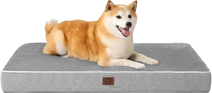 EHEYCIGA Orthopedic Dog Bed Waterproof 35"x23", Memory Foam Pet Bed for Larged Size Dogs, Washable Pet Mat with Removable Cover, Grey