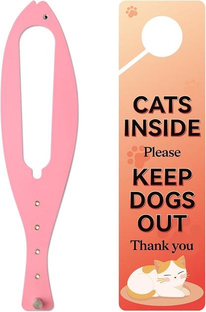 TGIOW Cat Door Latch, 1 Pcs Flex Latch, Cat Door Stopper to Keep Dog Out of Litter Box and Food, 5 Adjustable Size Strap 2.5-6" Wide, No Measuring, Easy to Install, Pink