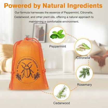 15 Pack Powerful Bed Bug Repellent Pouches, Natural Ingredients Bed Bug Killer & Mite Spray Safe for Pet & Child, Bed Bug Spray for Home, 30 Days Long-Lasting Protection, Easy to Use Bed Bug Bomb