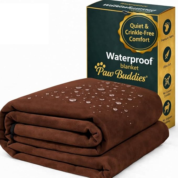 Paw Buddies Premium Waterproof Blanket 80"x90" Velvet-Feel Reversible Throw – Leakproof, Machine Washable Bed & Sofa King Size Protector for Couples, Pets & Travel + Bonus Small Blanket