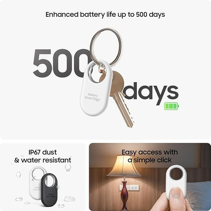 Samsung Galaxy SmartTag2, Bluetooth Tracker, Locator Tracking Device, Item Finder for Keys, Wallet, Luggage, Use w/Phones Tablets Android 11 or Later, 2023, 4 Pack, 2 Black, 2 White