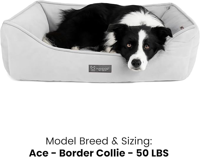 NANDOG Reversible Dog Bed from The Signature Collection– Luxury Cloud-Soft Pet Bed for Medium to Large Dogs & Cats, Premium Pet Gear, Reversible Design, Plush Comfort, Modern Style - Light Grey