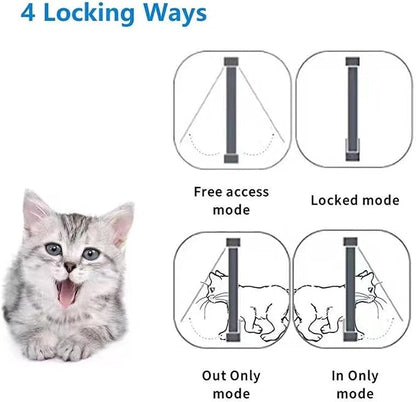 Ymiko Smart Pet Door Electronic Cat Flap Collar Activated 2 Way Entry Microchip Sensing Technology Weatherproof Plastic for Interior Exterior Doors