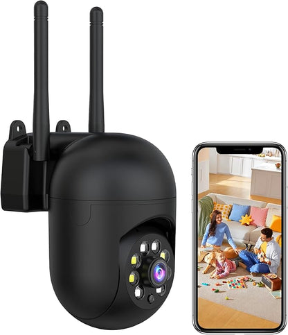 JAIOTlink 2K Security Camera Wired, 2.4/5GHz Home WiFi Camera, 360° PTZ Baby Monitor with Color Night Vision, Motion Detection, 2-Way Audio, Compatible with Alexa