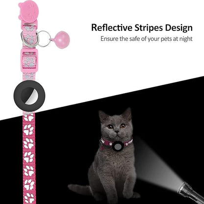 GPS Tracker for Cats, Mini GPS Pet Tracker with Collar, IPX8 Waterproof Cat Trackers Collar,No Monthly Fee,Work with Apple Find My(iOS Only),Smart Trackers for Pets(Pink)