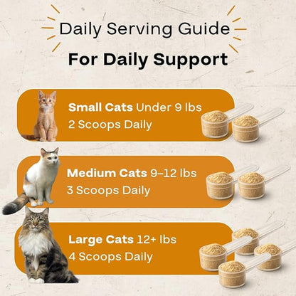 Cat Multivitamin Powder – Daily Nutritional Topper with 17 Active Nutrients, Taurine, Omega 3 & Glucosamine – Supports Energy and Overall Vitality – Cat Supplements – 120 Scoops