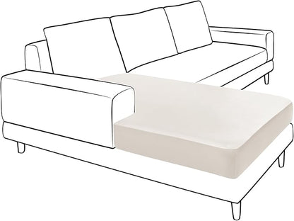 Yates Home Couch Covers for Sectional Sofa L Shape PU Leather Cushion Slipcover Water-Proof Elastic RV Chaise Seat Cover Protector Slip Cover for Settee Seater Replacement in Living Room（XXL, Ivory