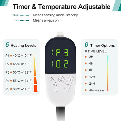 Smart Cat Heating Pad with Pressure Activated – Temperature Adjustable Heated Dog Bed with Timer - 23.6x17 inches - 30W - Pressure Activated Work for Pets Over 20 lbs (Large)