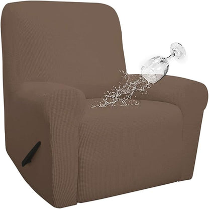 Easy-Going 100% Waterproof Recliner Cover, Dual Waterproof Couch Cover for Recliner, 1- Piece Jacquard Sofa Cover, Leakproof Sofa Slipcover for Kids, Pets, Dog and Cat (Recliner, Brown) 1 Seat