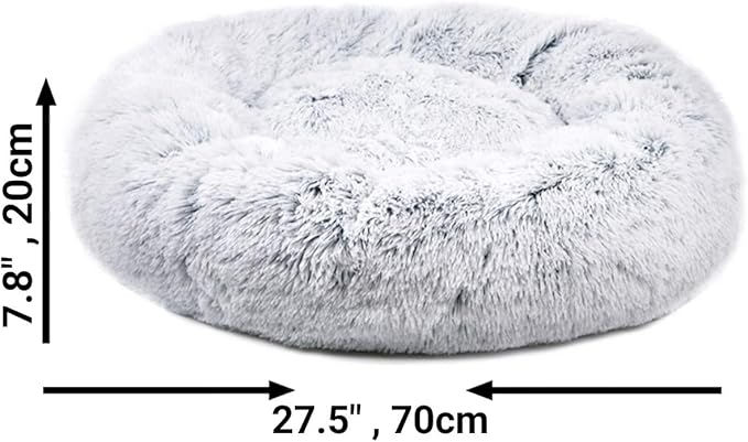 Mr. Peanut's OrthoPlush Two Tone Extra Fluff Faux Fur Donut Pet Bed (Medium, Snowflake)