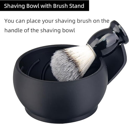 Grandslam Shaving Bowl with Ridges, Shaving Mug with Brush Stand, Shaving Soap Bowl for Shaving Cream and Soap, Durable & Holds Heat Longer, Rich & Thick Lather, Great for Traveling and Use at Home