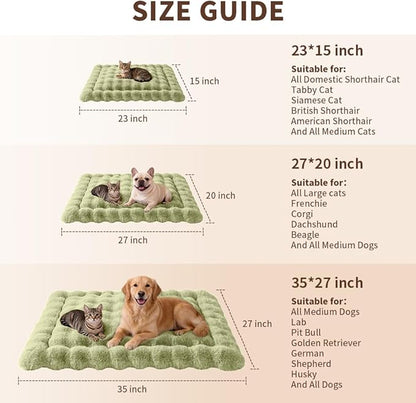 Cat Bed Mat, Soft Plush Faux Fur Kneading Pet Bed, Machine Washable Cat Sleeping Pad for Indoor Cats & Kittens, Non-Slip Fluffy Cat Rug for Couch Sofa Floor, 23x15 Inch Green