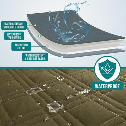 PetAmi Waterproof Couch Cover for Dogs, Waterproof Pet Blanket, Reversible Furniture Cover Sofa Protector for Pet Cat Bed, Washable Waterproof Blanket Dog Cover for Couch Seat, 30x70 Green