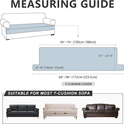 ANARACHON Leather Look Couch Cushion Covers Sofa Seat Slipcovers Sets Couches Furniture Protector for Sectional Armchair Loveseat Pets Kids Stretch Spandex Fabric (1 T-Cushion Sofa, Brown)