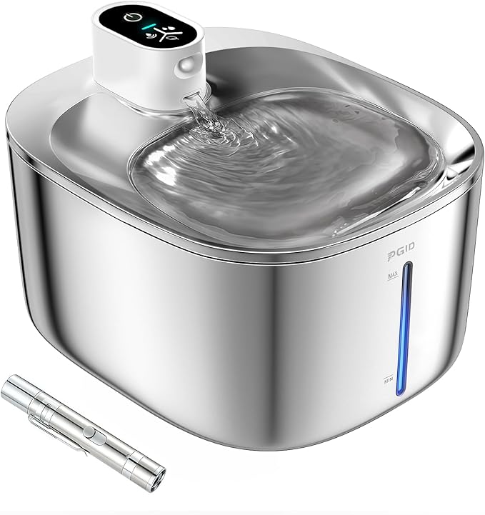 Wireless Cat Water Fountain Stainless Steel,4.5L Cordless Pet Fountains for Dringking,4000mah Battery Operated Cat Water Pountain,Automatic Dog Dispenser w Pen Cat Toys