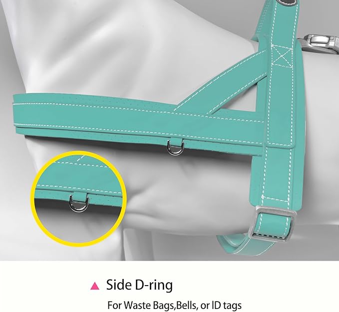 Magnetic Dog Harness and Leash Set with Quick Release Buckle, Easy On & Off Faux Leather Puppy Harness and Leash with Handle for Medium, Large Sized Dog