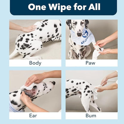 Dog-Wipes-for Paws and Butt - 8" x 8" Hypoallergenic, Hydrating Pet Grooming Wipes for Dogs Cats Cleaning Deodorizing (Unscented, 100 Count)