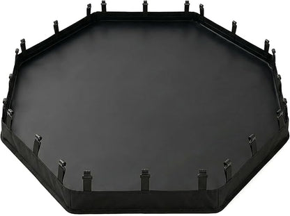 PJYuCien Octagonal Playpen Bottom Pad for 24" Side Metal Pet Pen, Waterproof 600D Oxford with Raised Edges & Snap Hooks, Washable for Puppy Small Animals, Black